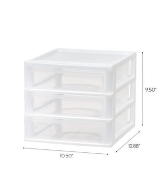 USA Medium 3-Drawer Stacking Desktop Organizer, 1 Pack, Plastic Drawer Storage Container for Stationery Art Craft Supplies