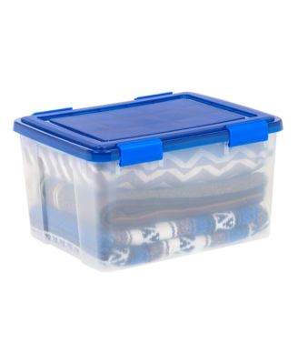 USA WEATHERPRO Airtight Plastic Storage Bins with Lids and Secure Latching Buckles, 46.6 Quart, Set of 4
