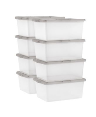USA 8 Pack 17 Quart Clear Plastic Storage Box with Snap Lid