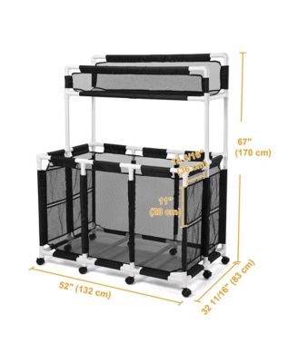 424 Gallon Pool Float Storage Bin for Toys Raft Noodles 52"x33"x67" 2 Tiers Rolling Cart