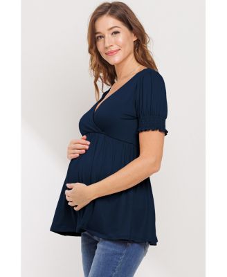 Maternity Wrap Nursing Top with Empire Waist