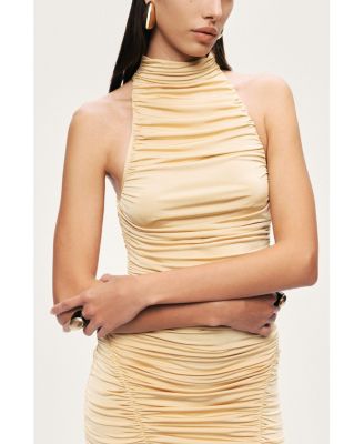 Women's Ruched Halter Midi Dress