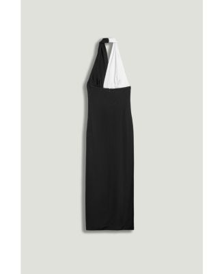 Women's Contrast Draped Halter Maxi Dress