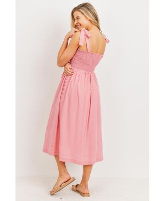 pink maternity baby shower dress Angel Cara Maternity Maxi The perfect dress for your baby shower Pink Pleated Woven Maternity Midi