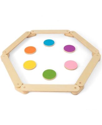 12-Piece Kids Wooden Balance Beam with Colorful Steeping Stones