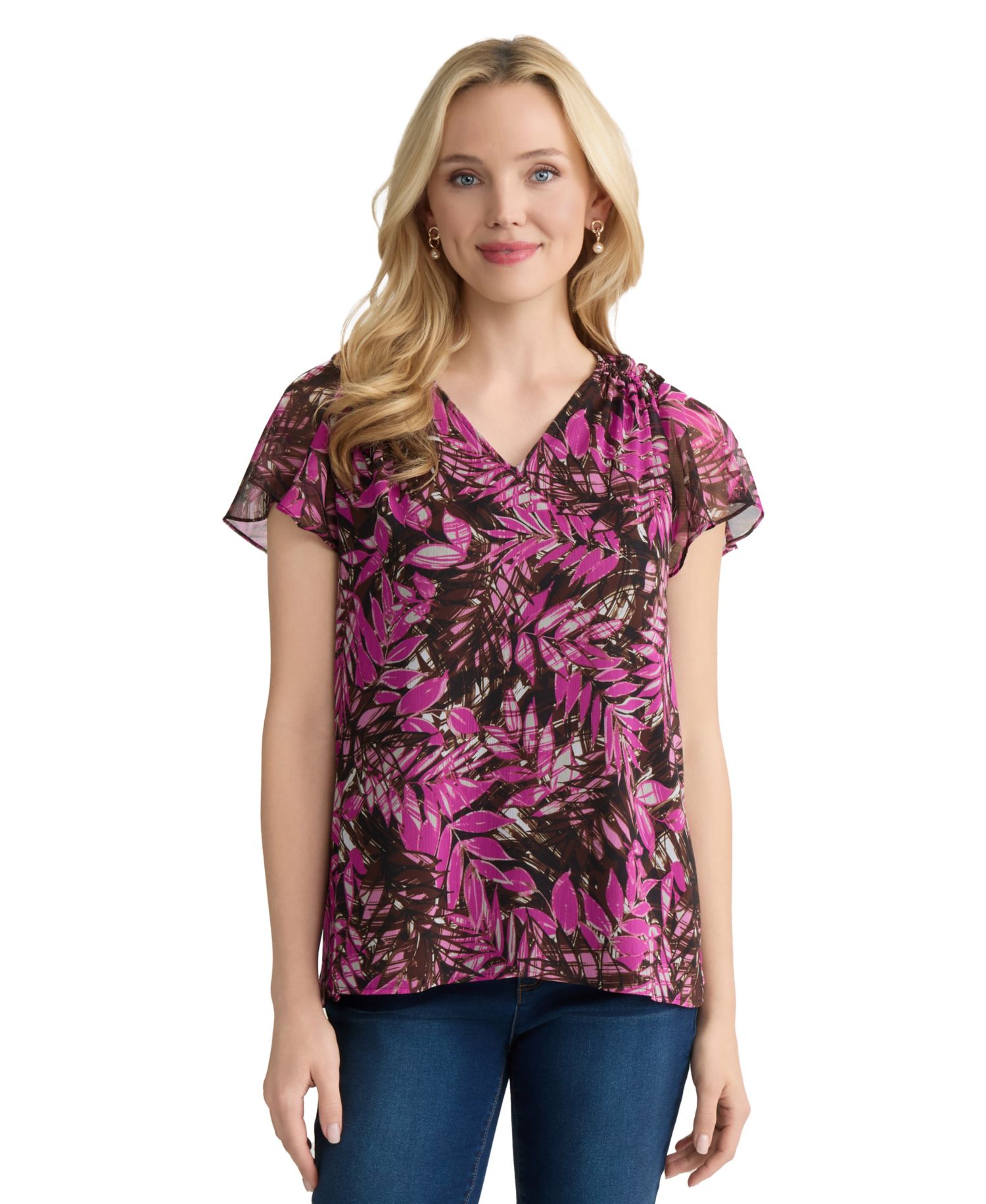 Women's Printed V-Neck Top