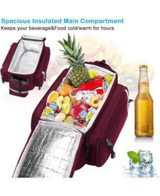 Insulated Bike Rack Bag with Rain Cover, Bicycle Trunk Cooler with Foldable Panniers for Commuting Travel Outdoor Cycling