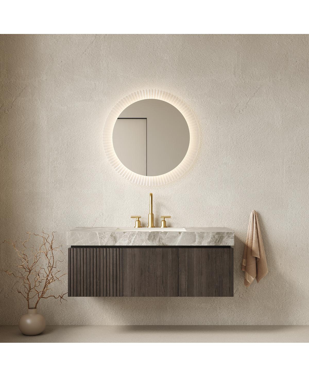 Sillysis Floating Bathroom Vanity with Italian Sintered Stone Top, Plywood Cabinet, 3 Hole Ceramic Sink, Soft Close Storage
