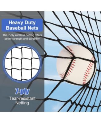 Baseball Softball Practice Net with Batting Tee and Ball Caddy, Bonus Strike Zone Target and Bow Frame