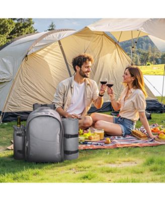 2-Person Picnic Backpack with Insulated Cooler, Blanket and Tableware Set