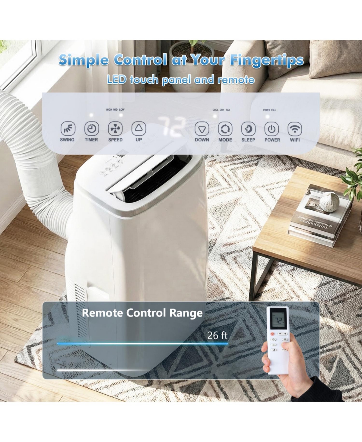 Mecale 15000 Btu Portable Air Conditioner with App Control for 750 Sq Ft