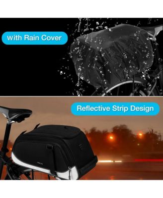 Waterproof Bike Rack Bag with Rain Cover, Convertible Bicycle Trunk Storage with Shoulder Strap for Commuting Travel Cycling