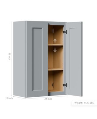  Wall Cabinet Double Door Storage Soft Close Doors Adjustable Shelves for Kitchen Bathroom Laundry Garage Easy Assembly