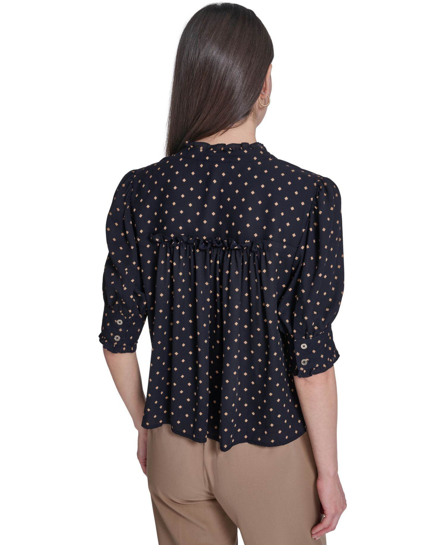 Women's Collared Ruffle Neck Blouse