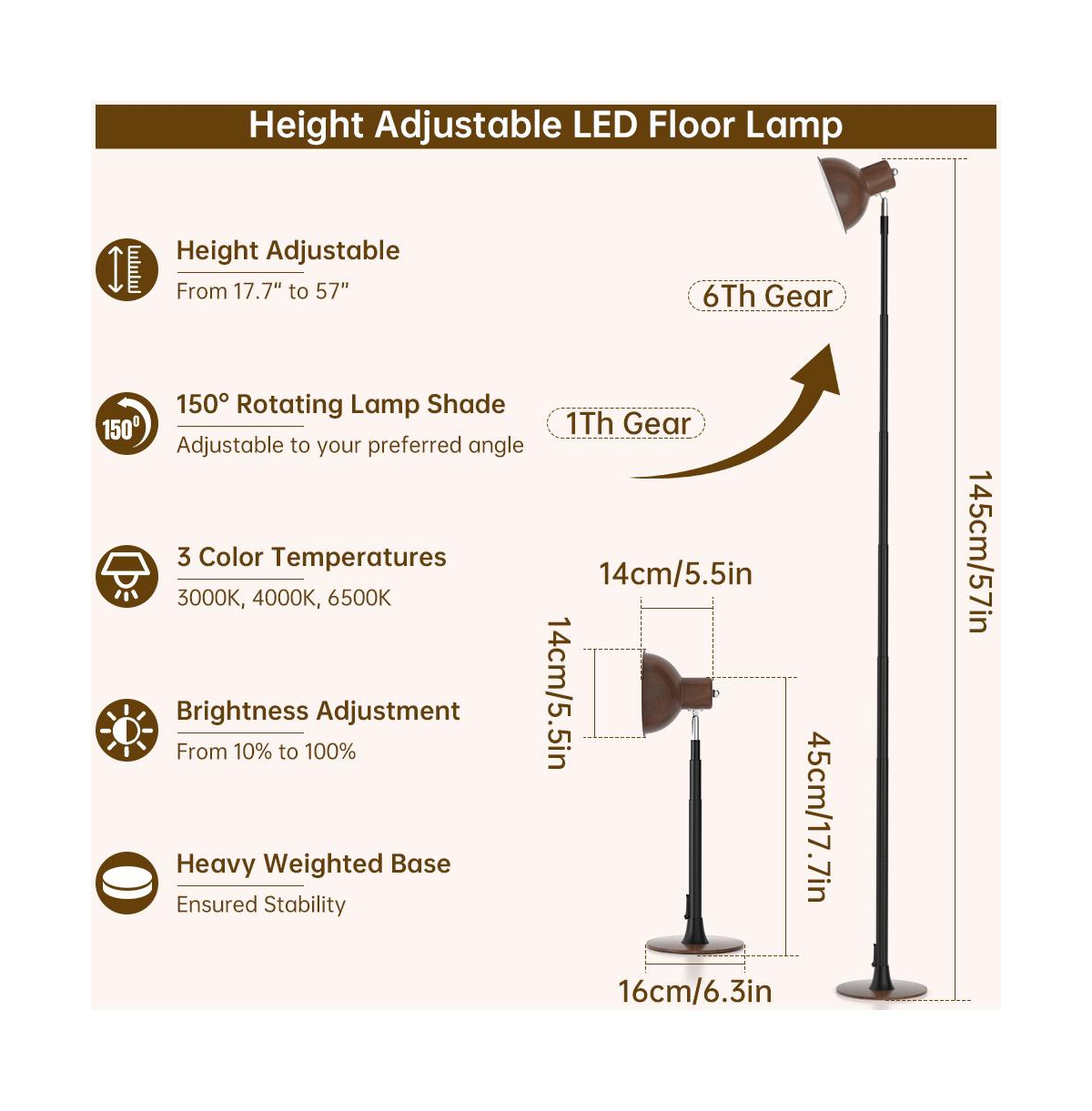 Artudatech Modern Led Lamp - 3 Color Temps, 10%-100% Dimming and Height Adjustable