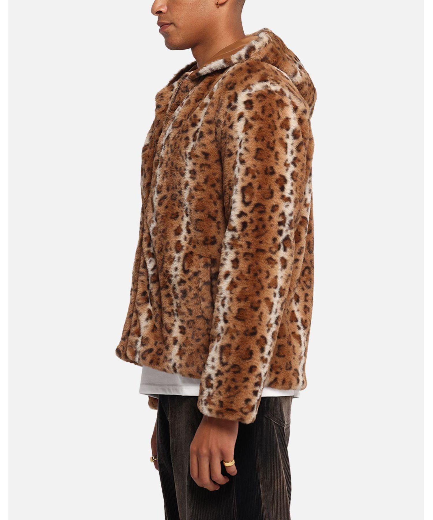 Men's Leopard Faux Fur Jacket