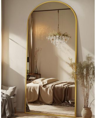 Mirror Floor Mirror, Arch Floor Standing Mirror Freestanding Arch Full Body with Stand for Bedroom, Hanging Mounted for Living Room Cloakroom