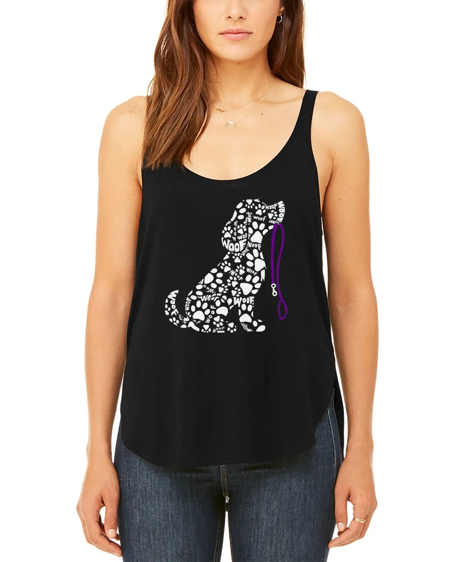 Women's Dog Leash Premium Word Art Flowy Tank Top