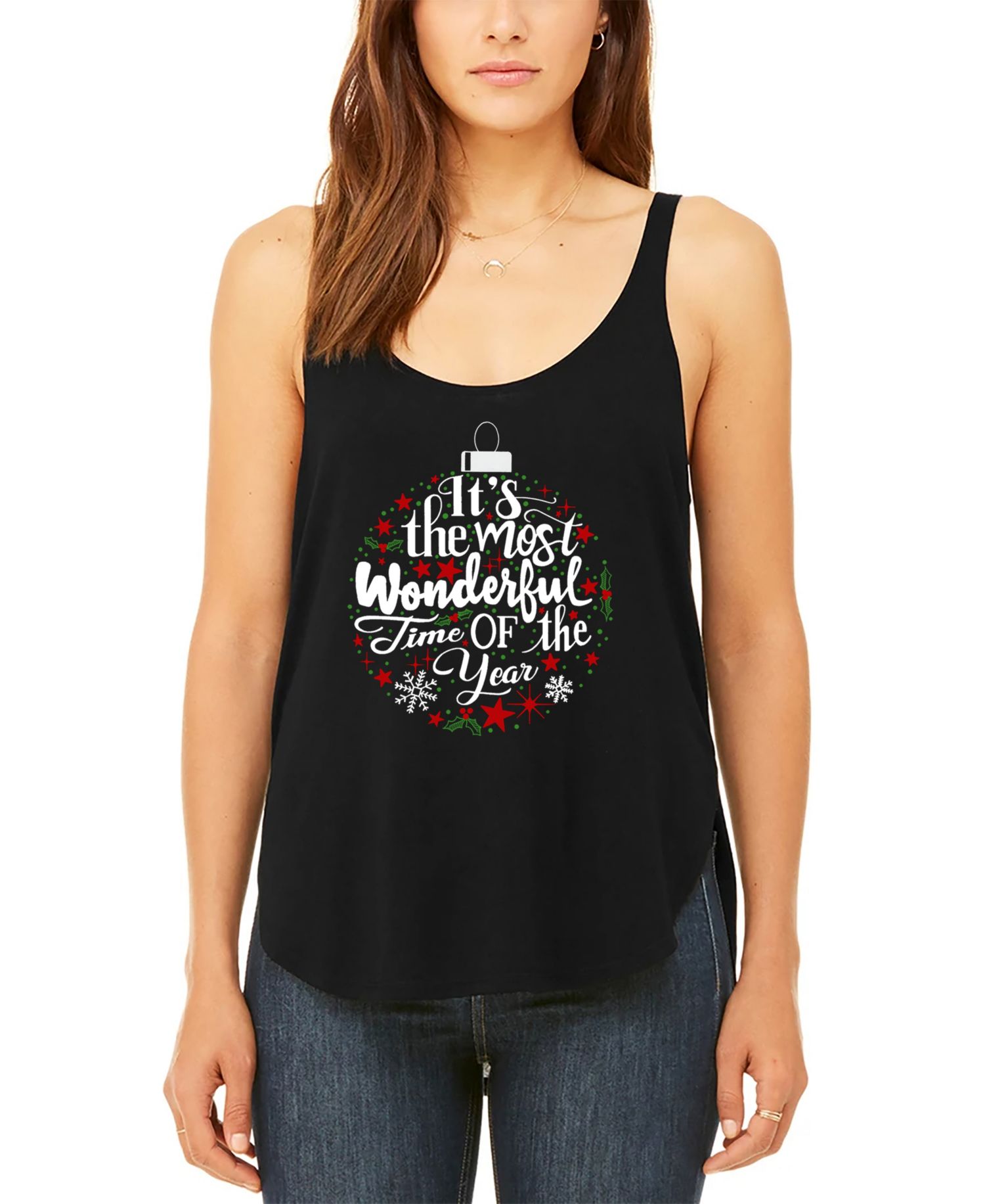 Women's Christmas Ornament Premium Word Art Flowy Tank Top