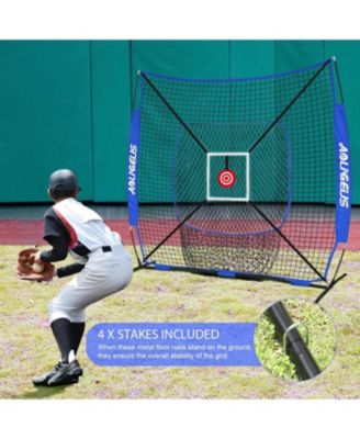 Baseball Softball Practice Net,Pitching Net,Batting Net,with Baseball Tee,Bonus Strike Zone,Target and Bow Frame,for Hitting,Pitching