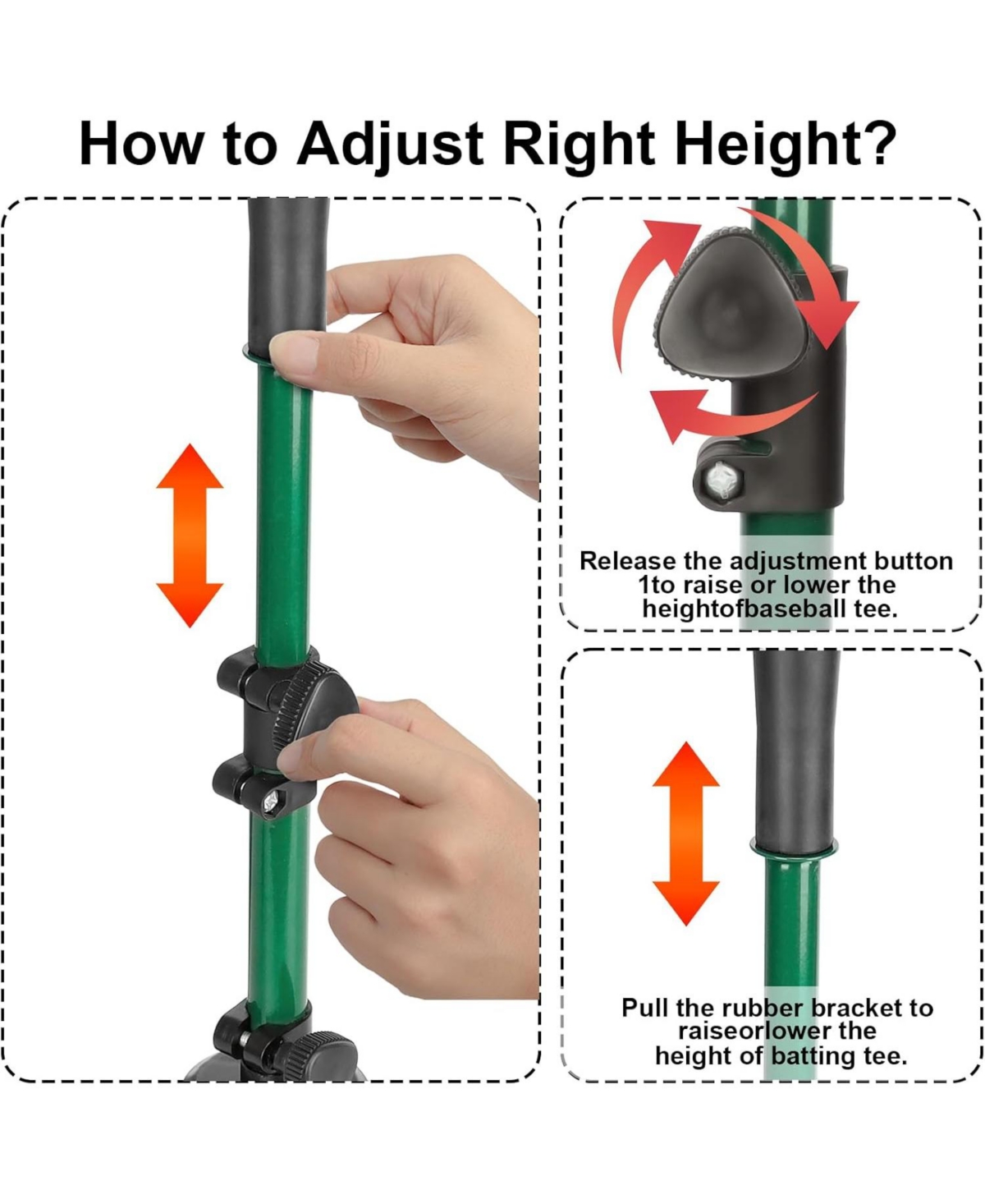 Aoligeijs Baseball Tee Batting Tee Softball Tee Portable Travel Hitting Tee,Easy Adjustable Height,Stable Tripod Stand