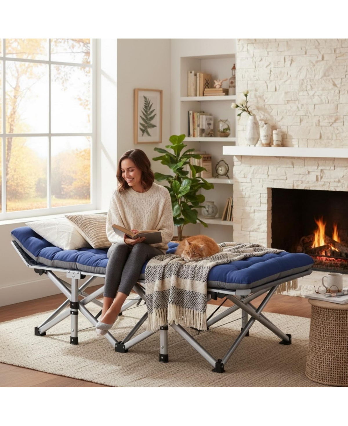 Gnuadz Camping Bed Portable Folding Oxford Heavy-duty With Mat Bag Outdoor Recreation Gear