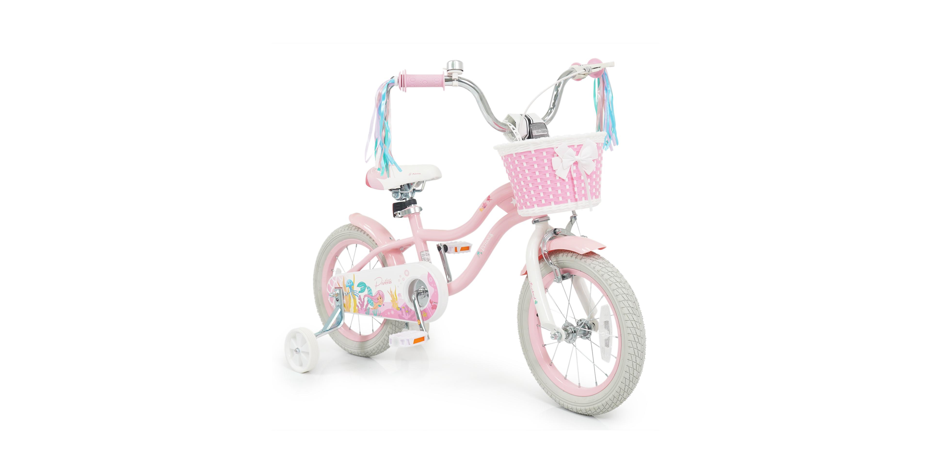 Slickblue Adjustable Kids Bike with Front Basket and Streamers