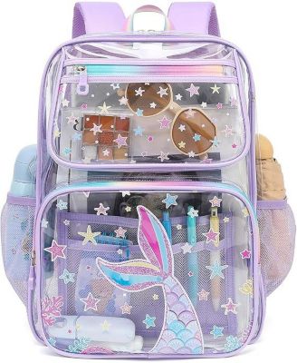 Clear Backpack for School Girls, Heavy Duty TPU Transparent Backpack Stadium Events Approved, Clear Bookbag