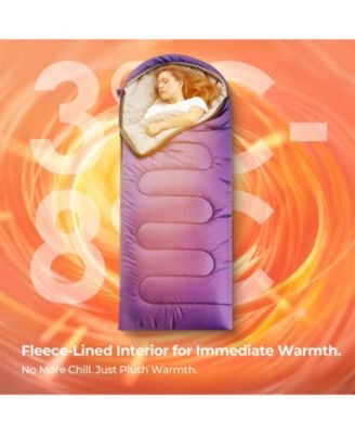 Sleeping Bag Plush Fleece Cold Weather Waterproof Portable Camping Hiking