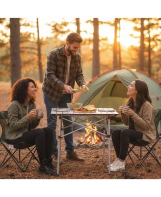 Folding Roll-Up Aluminum Camping Table with Carry Bag