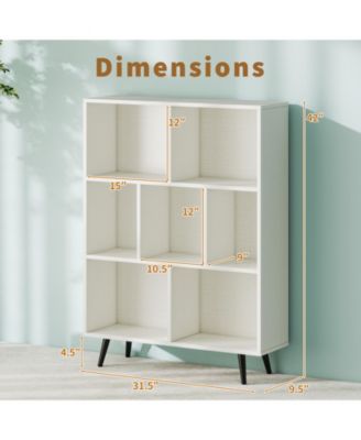 7-Cube Bookcase with Tapered Metal Legs and Anti-Tipping Kits