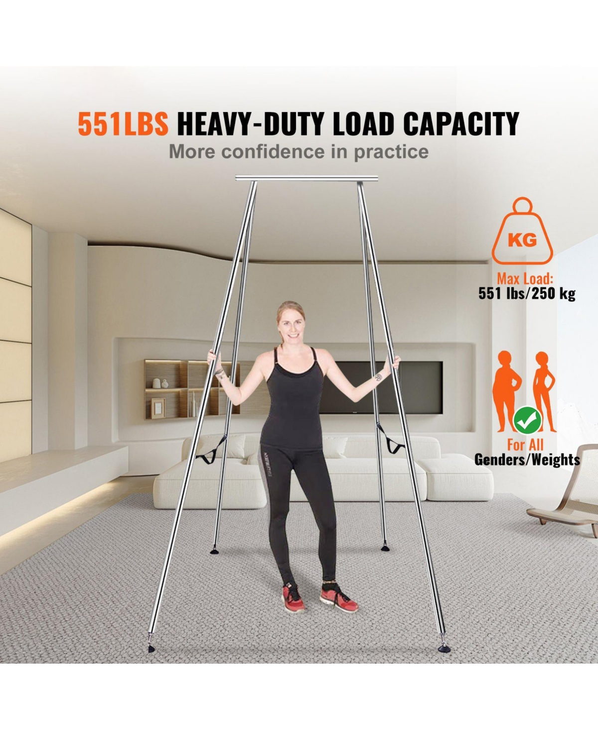 Mecale Aerial Yoga Frame Chrome Steel 551 lbs Capacity