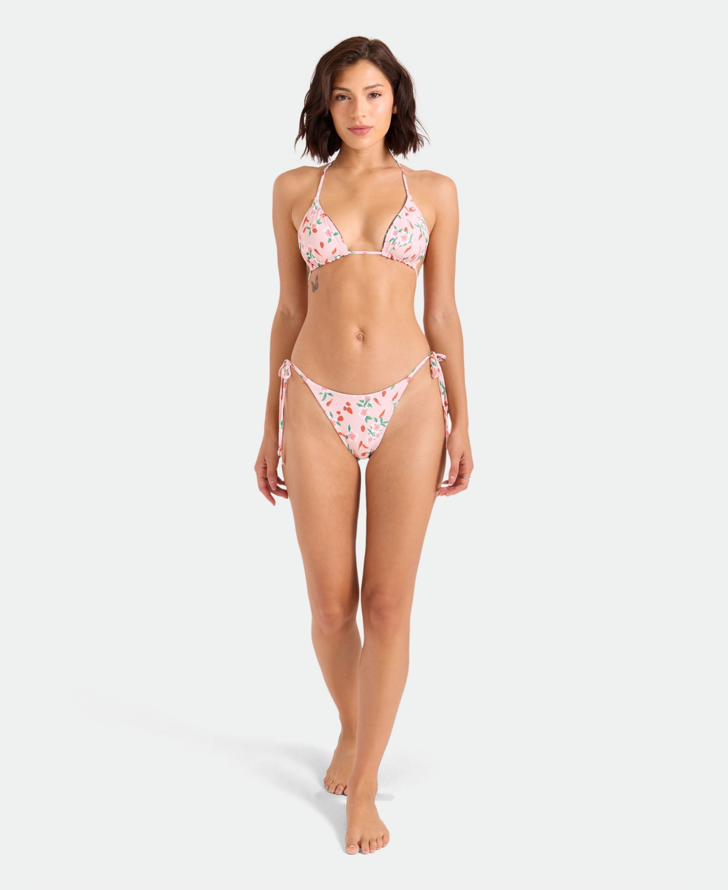 Women's Floral Print Adjustable Straps Bikini Top