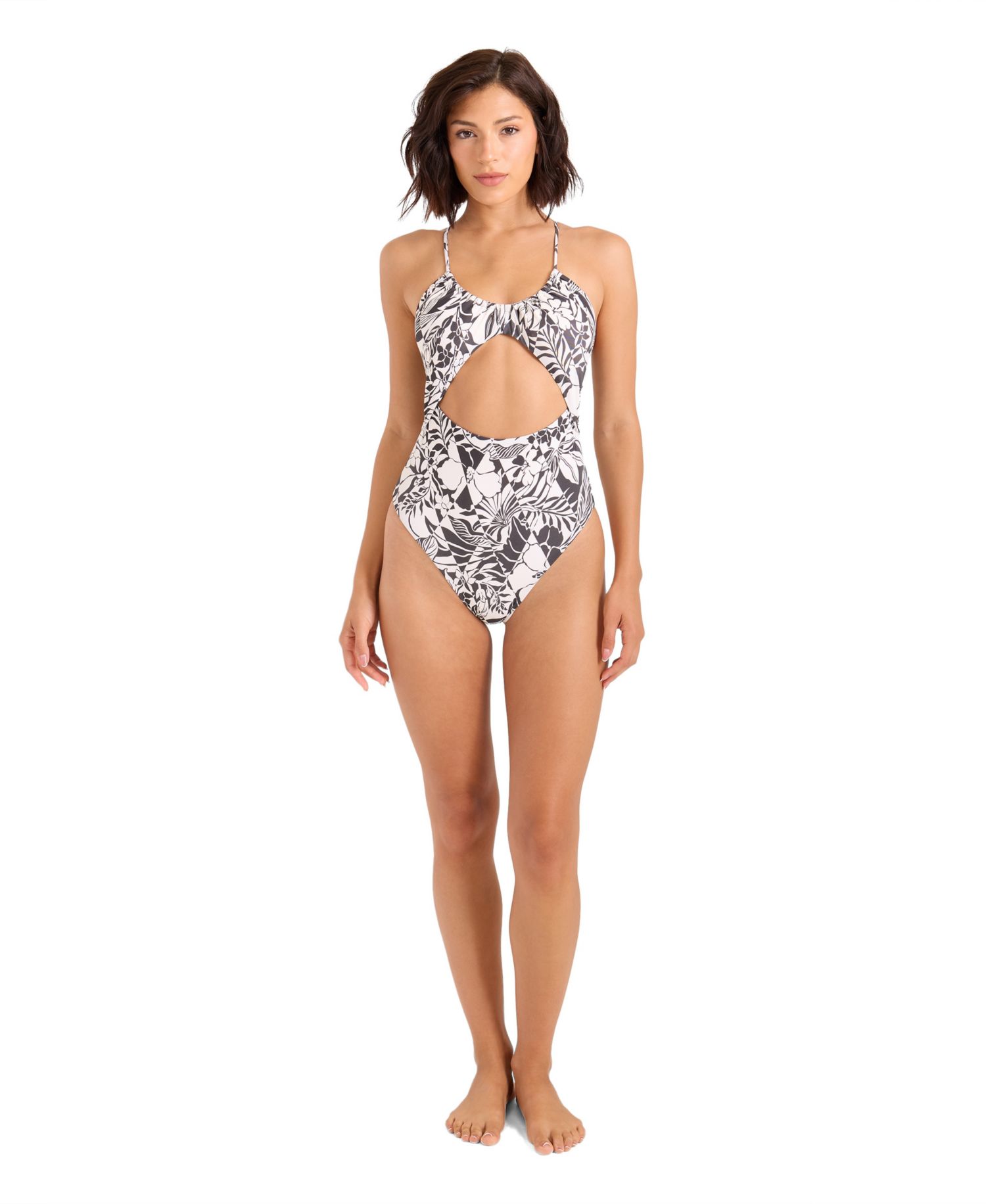 Women's Tropical Print V-Neck One-Piece Swimsuit