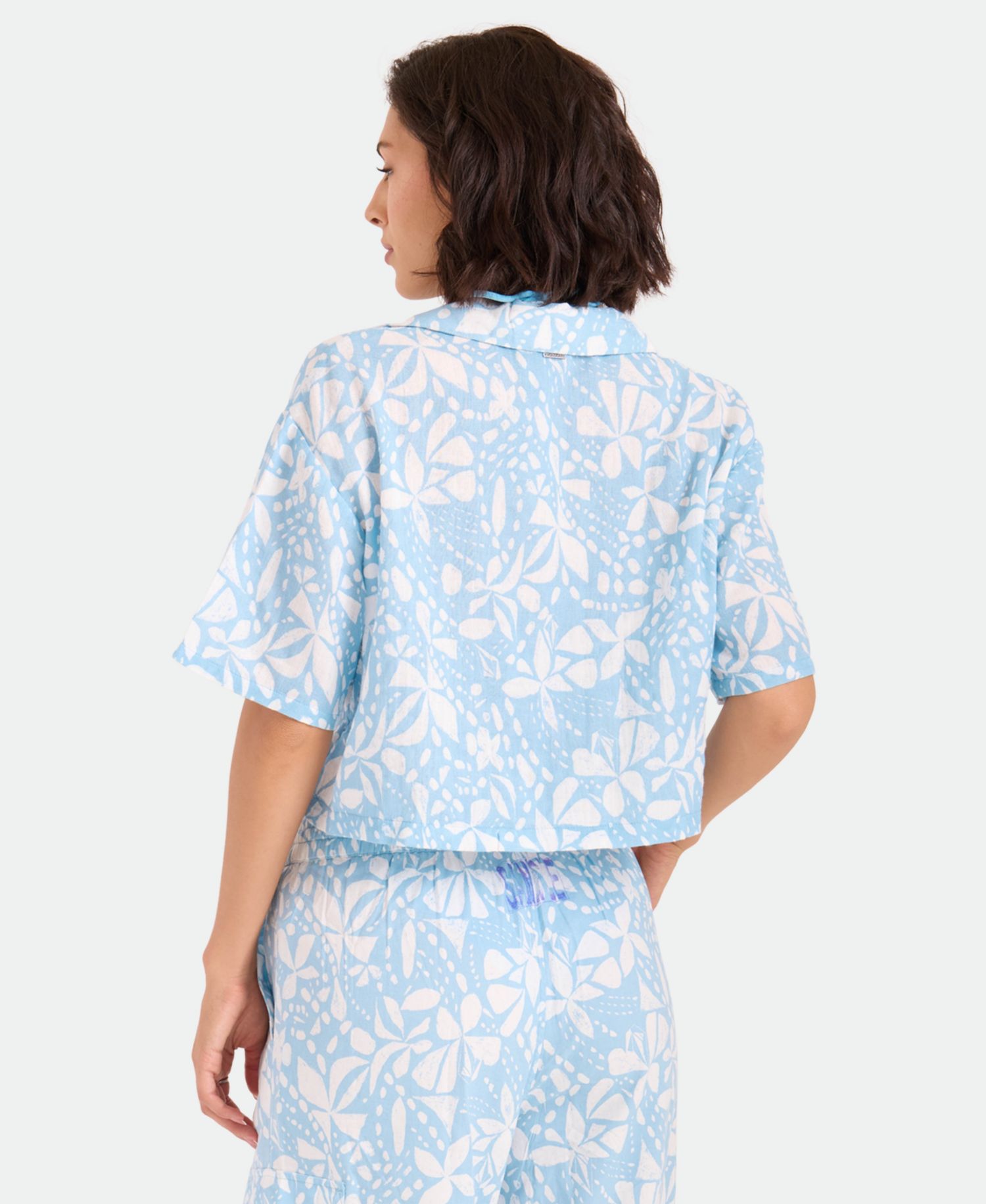 Women's Floral Print Front Tie Swim Cover-Up Shirt
