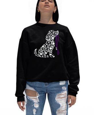 Women's Dog Leash Word Art Crewneck Sweatshirt