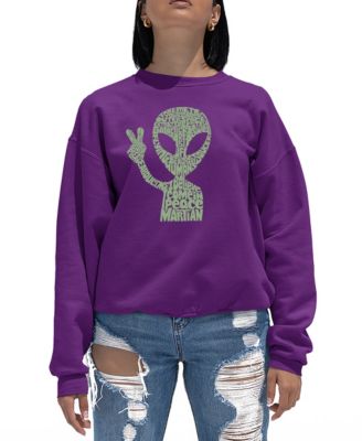 Women's Peace Alien Word Art Crewneck Sweatshirt