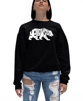 Women's Yellowstone Bear Word Art Crewneck Sweatshirt