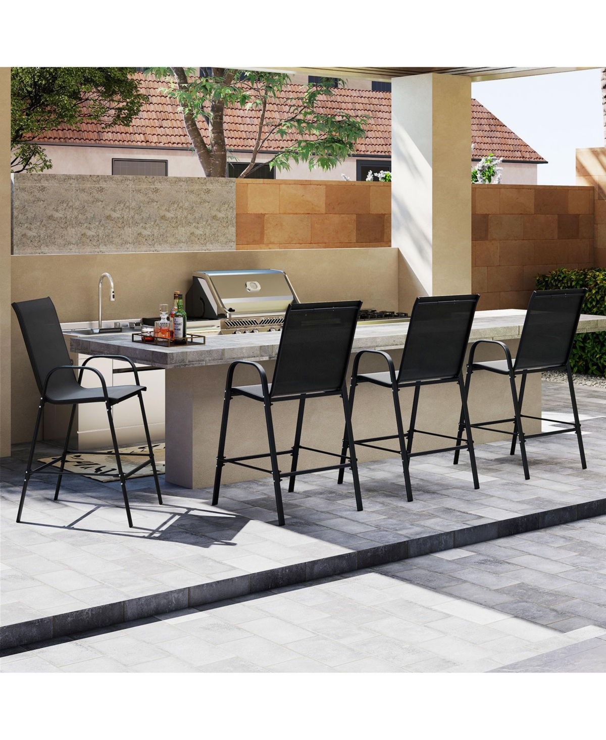 Gouun 29-Inch Fabric Bar Height Stools Set of 2 with Armrests