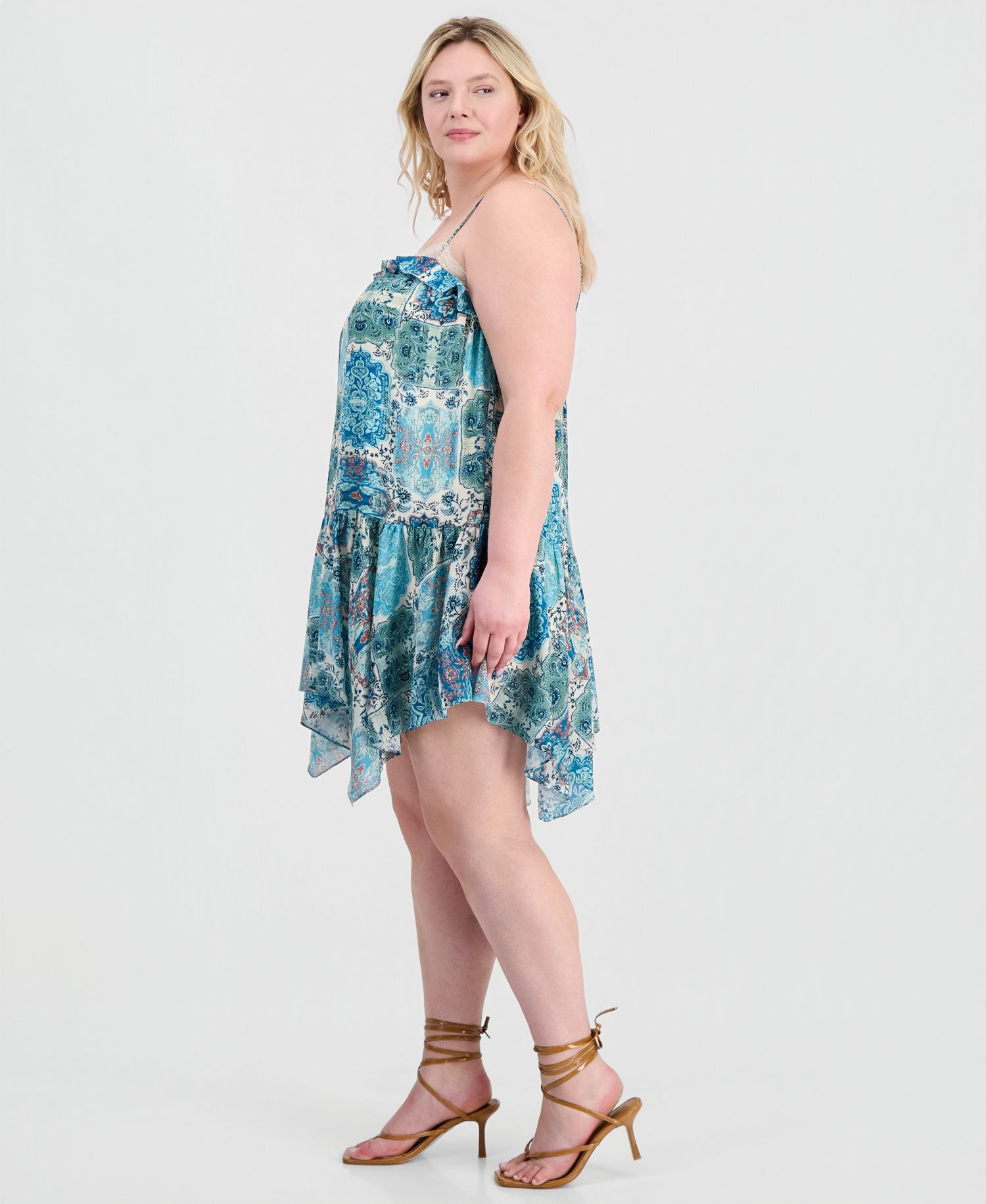 Trendy Plus Size Handkerchief-Hem Mini Dress