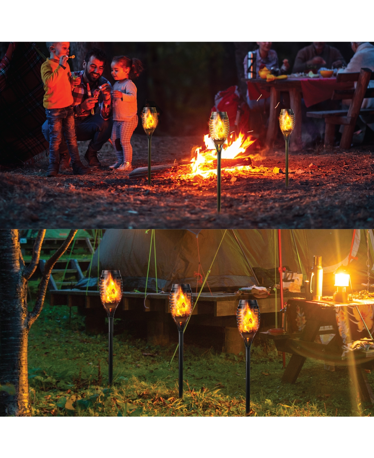 Pack Waterproof Flame Solar Torch Light