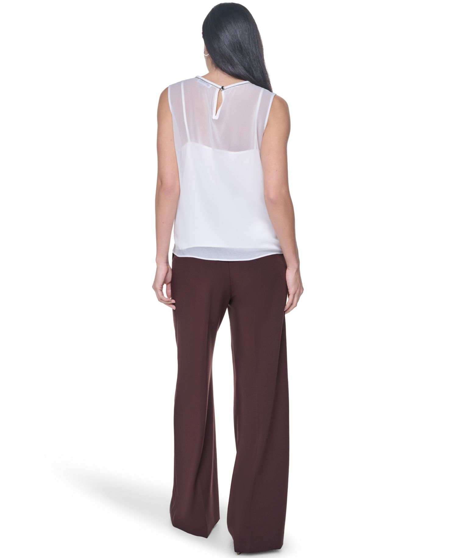 Women's Crewneck Sleeveless Blouse With Slip
