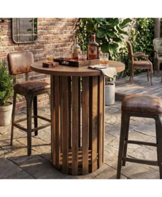 Round Bar Table, 37.4" High Bistro Pub Table for Home Bar, Dining Room, Party, Cocktail, Living Room, Small Space