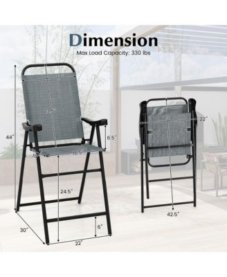4 PCS Patio Bar Chair Folding Bar Height Metal Frame w/ Footrest Garden