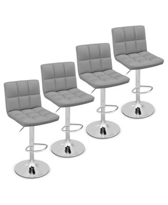 Set of 4 Adjustable Swivel Bar Stool Counter Height Bar Chair PU Leather