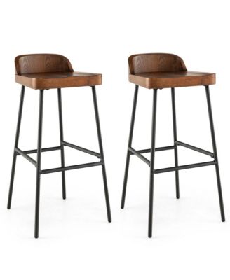 Set of 2 Industrial 29'' Bar Stool Bar Height Saddle Seat Kitchen Stool Low Back