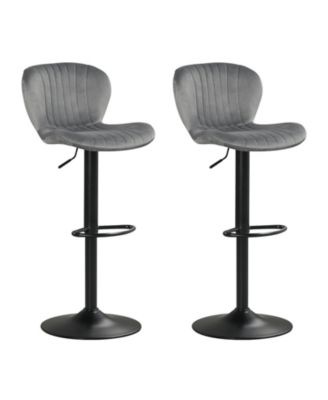 Adjustable Counter Height Chairs Set of 2 with Velvet Upholstered Backrests