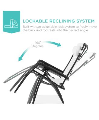 Folding Zero Gravity Recliner Patio Lounge Chair w/ Canopy Shade, Headrest, Tray