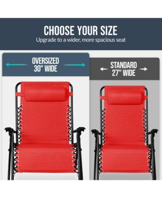 Set of 2 Extra Wide Zero Gravity Lounge Chair Recliners w/ Cup Holder