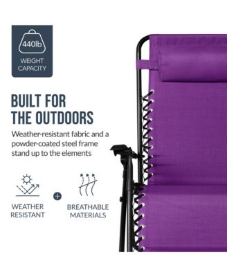 Set of 2 Extra Wide Zero Gravity Lounge Chair Recliners w/ Cup Holder